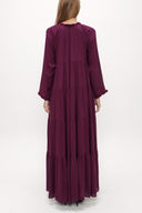 Burgundy Wide cut Pleated maxi dress  93742