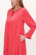 Red Wide cut Pleated maxi dress  93742