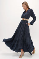 Spotted Wide cut Pleated maxi dress  93742