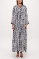 Plaid Wide cut Pleated maxi dress  93742