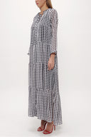 Plaid Wide cut Pleated maxi dress  93742