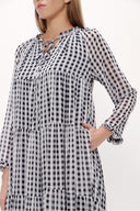 Plaid Wide cut Pleated maxi dress  93742