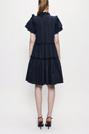 Navy Blue Pleated  dress 93748