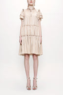 Beige Pleated  dress 93748