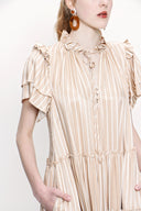 Beige Pleated  dress 93748