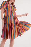 Striped Pleated  dress 93748