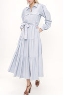 Light Blue Wide cut pleated dress 93756