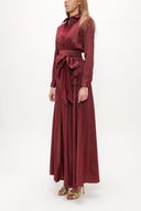 Burgundy Pleated detail maxi dress 93758