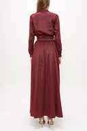 Burgundy Pleated detail maxi dress 93758