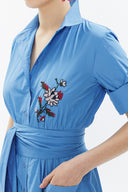 Turquoise Embroidered maxi taffeta dress 93774