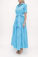 Turquoise Pleated maxi taffeta dress 93775