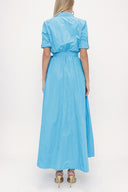 Turquoise Pleated maxi taffeta dress 93775