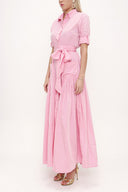 Pink Pleated maxi taffeta dress 93775