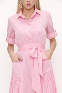 Pink Pleated maxi taffeta dress 93775