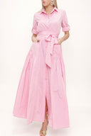 Pink Pleated maxi taffeta dress 93775