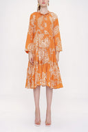 Mustard Ruffled cotton voile dress 93781