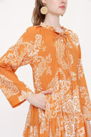 Mustard Ruffled cotton voile dress 93781