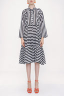 Striped Ruffled cotton voile dress 93781