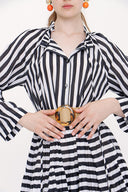 Striped Ruffled cotton voile dress 93781