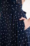 Navy Blue Printed chiffon maxi dress 93791