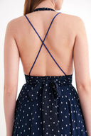 Navy Blue Printed chiffon maxi dress 93791