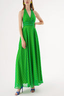 Green Printed chiffon maxi dress 93791