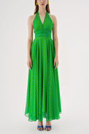 Green Printed chiffon maxi dress 93791