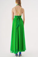 Green Printed chiffon maxi dress 93791