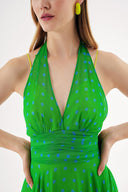 Green Printed chiffon maxi dress 93791