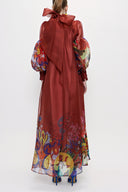 Red Tie neck gown organza dress 93795