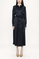 Black Pleated Midi shirt dress 93798