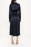 Black Pleated Midi shirt dress 93798