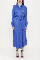 Blue Pleated Midi shirt dress 93798