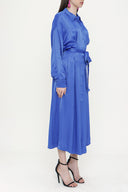 Blue Pleated Midi shirt dress 93798