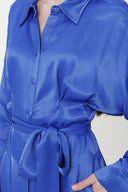 Blue Pleated Midi shirt dress 93798