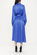 Blue Pleated Midi shirt dress 93798