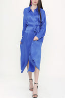 Blue Pleated Midi shirt dress 93798