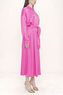 Pink Pleated Midi shirt dress 93798