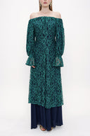 Green Off-shoulder lace dress 93803