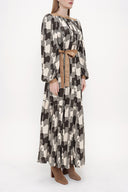 Patterned Pleated maxi shirt dress 93815