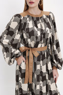 Patterned Pleated maxi shirt dress 93815