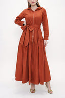 Cinnamon Zipped and hooded maxi dress 93821