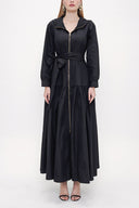 Black Zipped and hooded maxi dress 93821