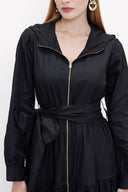 Black Zipped and hooded maxi dress 93821