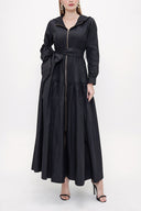Black Zipped and hooded maxi dress 93821