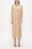 Beige Lace detail shirt dress 93826