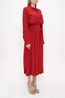 Burgundy Belted  wide cut dress  93827