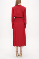 Burgundy Belted  wide cut dress  93827