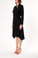 Black Wide cut pleat detail shirt dress 93828