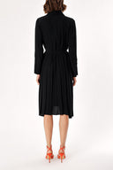 Black Wide cut pleat detail shirt dress 93828